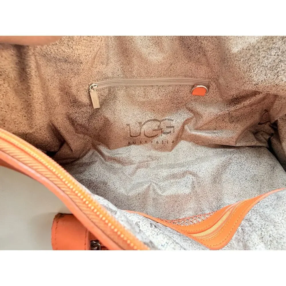 UGG Australia Orange Cream Coated Canvas Faux Leather Barrel Duffel Y2K Bag